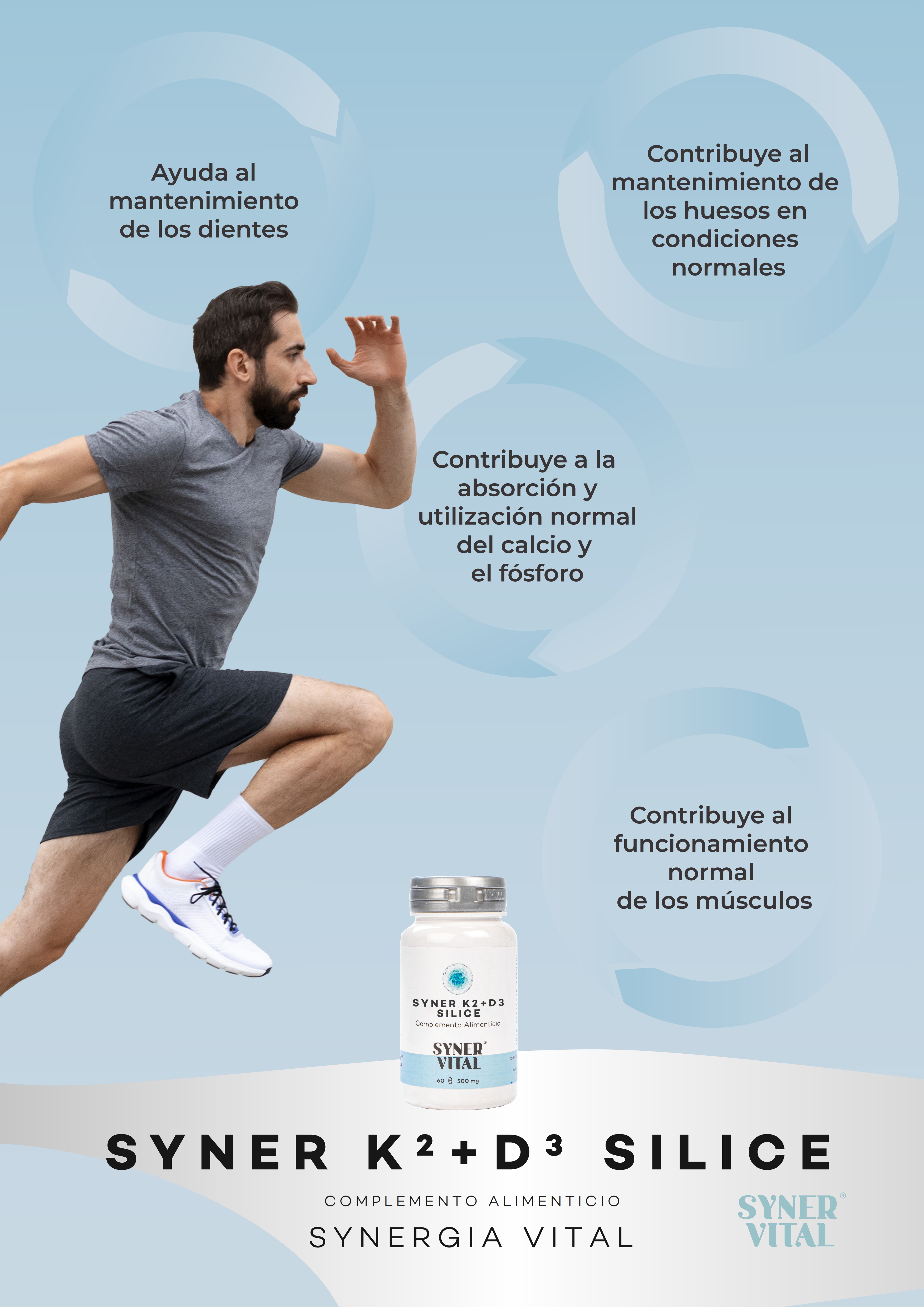 *CARTEL A3 SYNER K2+D3 SILICE 45 CAPSULAS SYNERVITAL