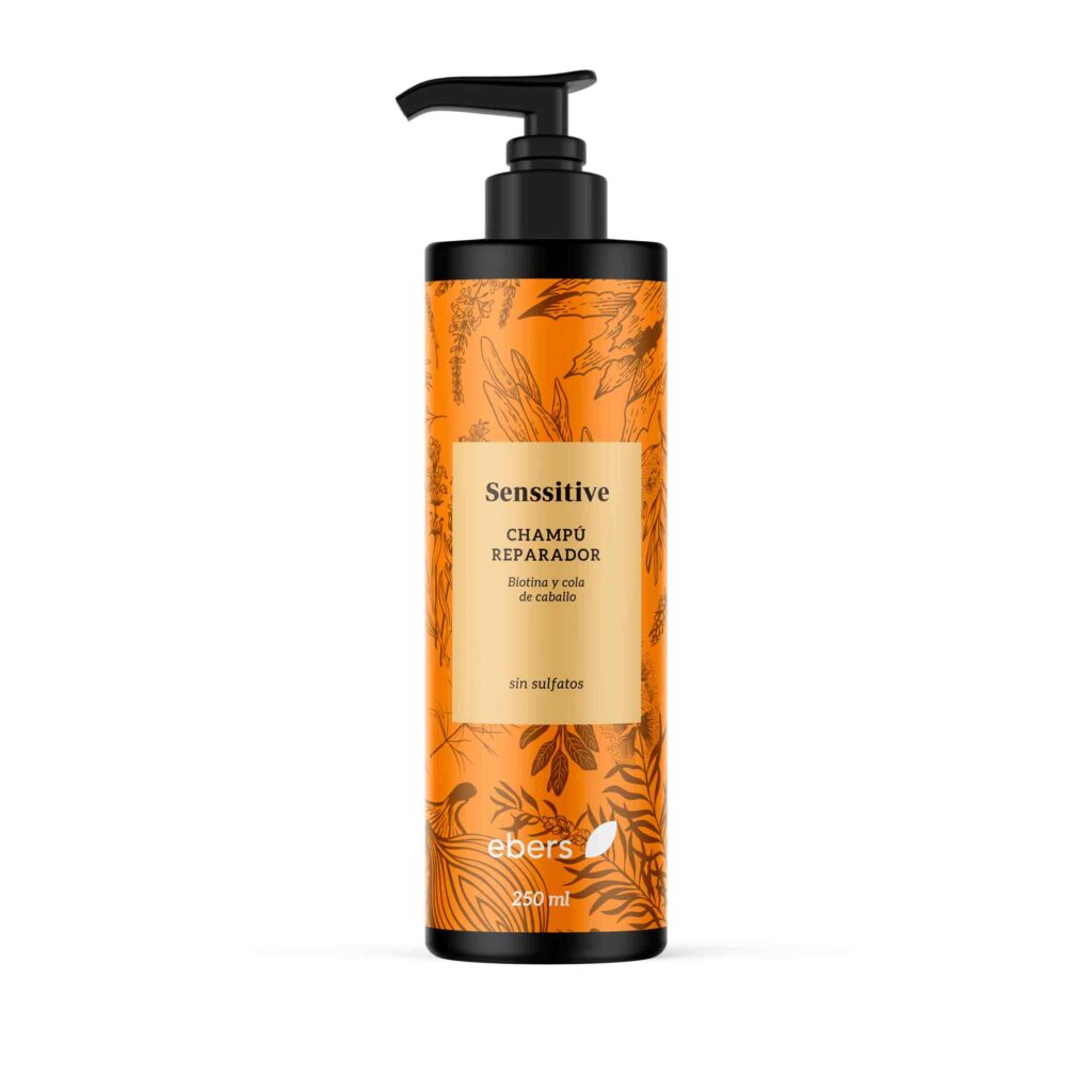 CHAMPÚ REPARADOR SENSSITIVE (biotina y cola de caballo) 250ml EBERS