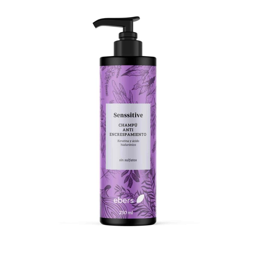 CHAMPU ANTI ENCRESPAMIENTO SENSSITIVE (KERATINA, ÁCIDO HIALURÓNICO) 250ml EBERS