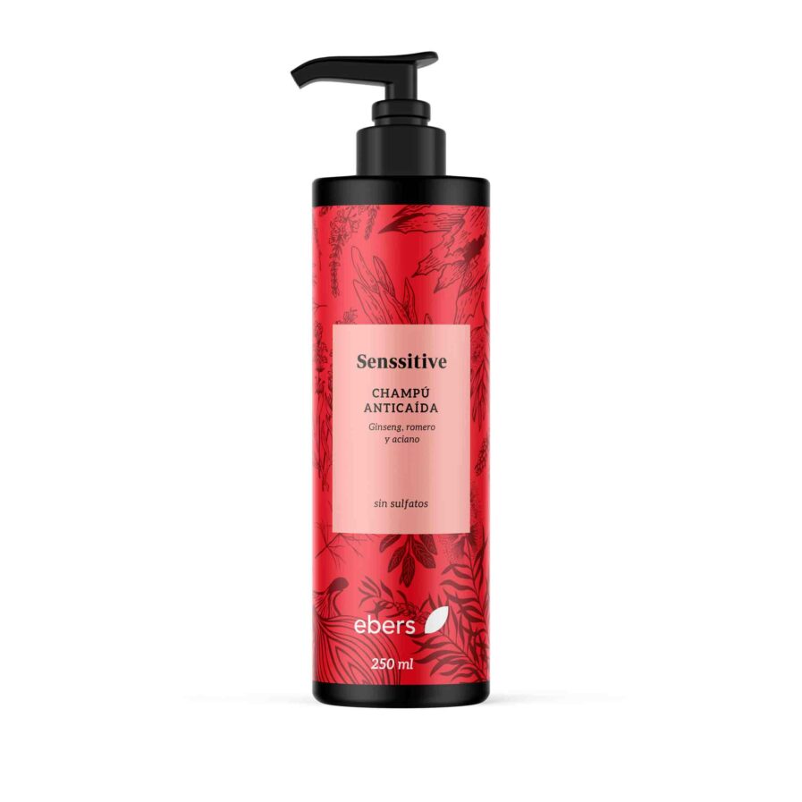 CHAMPU ANTICAIDA SENSSITIVE (GINSENG, ROMERO, ACIANO) 250ml EBERS