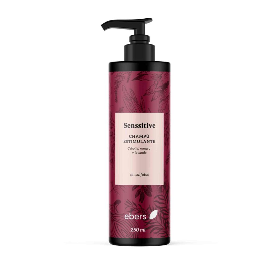 CHAMPU ESTIMULANTE SENSSITIVE (CEBOLLA, ROMERO, LAVANDA) 250ml EBERS