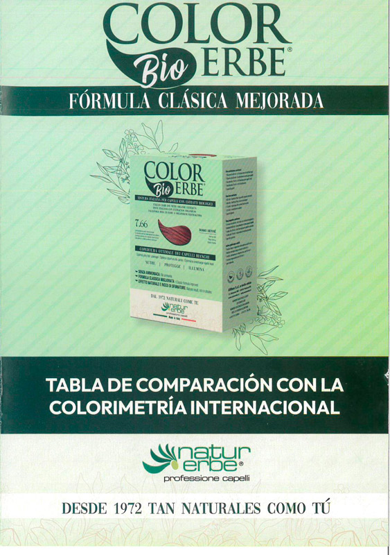 *FOLLETO A5 INFORMACION TABLA COMPARACIÓN COLORIMETRIA  TINTE BIO CLASICO MEJORADO